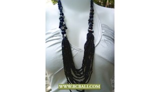 Layered Necklace Black Beaded Fashion